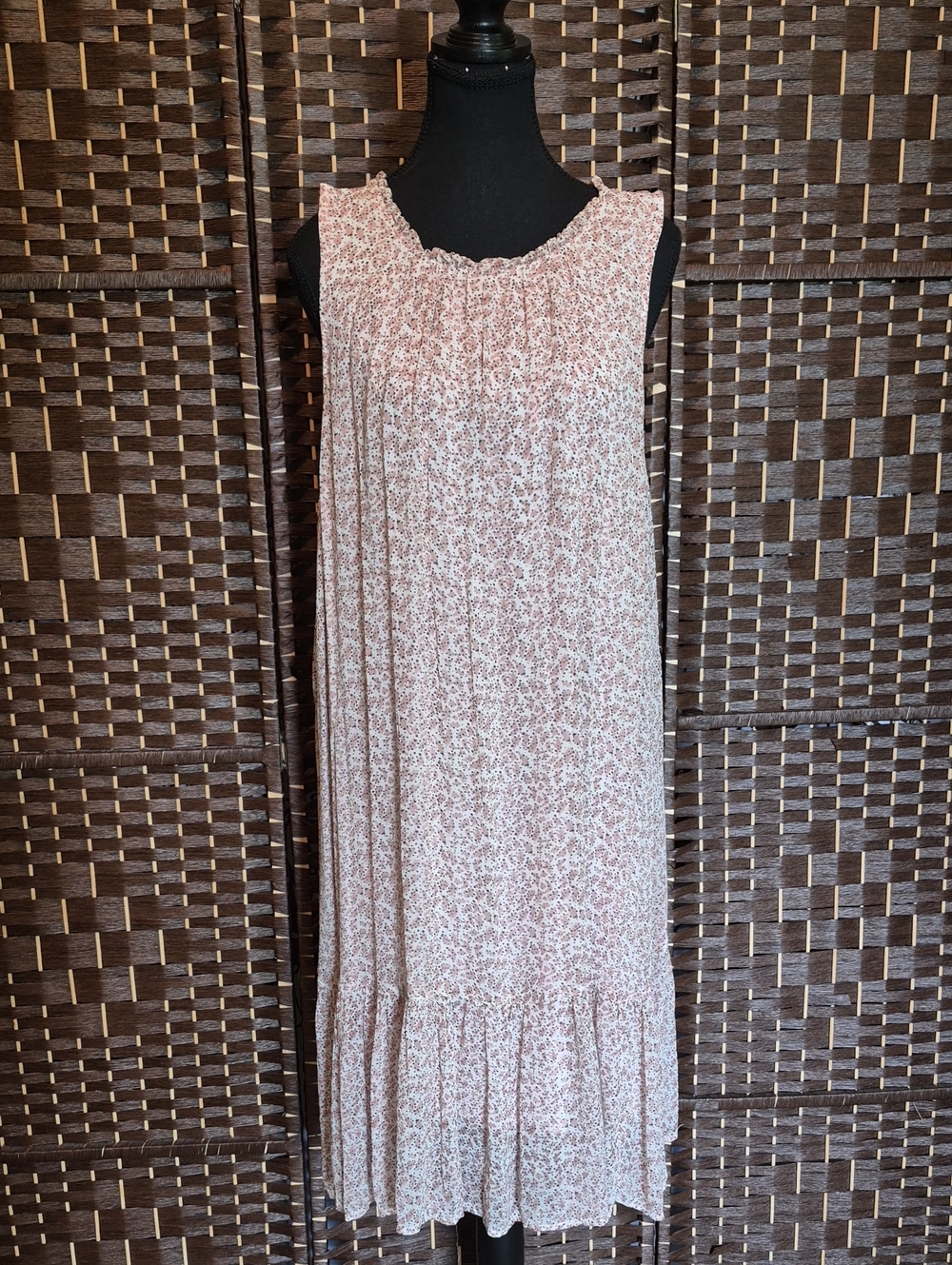 Anthropologie Pink Floral Midi Dress